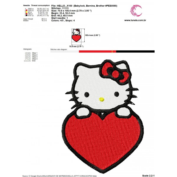 Matriz de Bordado Hello Kitty Praia - Enila Design